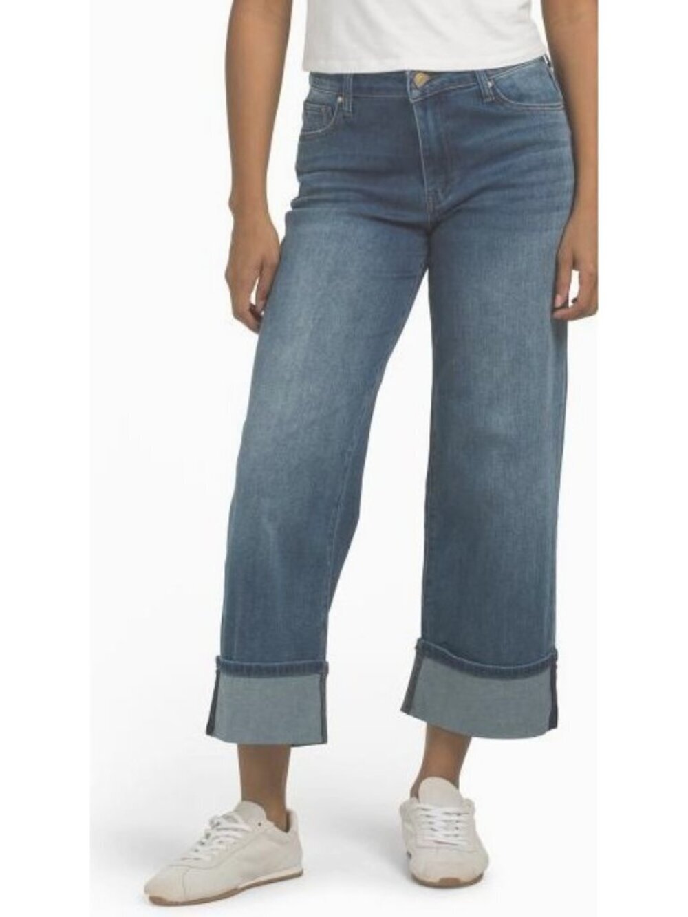 Kut From The Kloth Womens High Rise Wide Leg Crop Roll Up Cuffs Jeans Sz 8 New